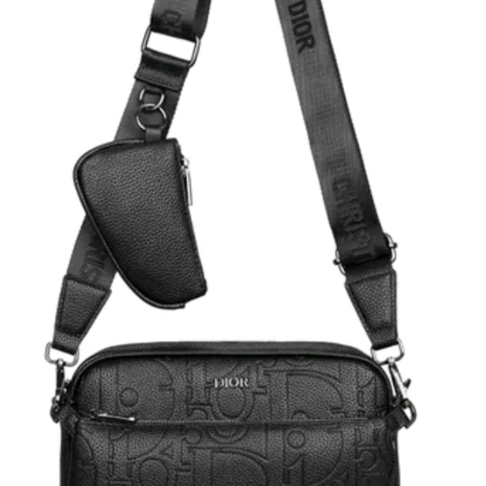 Dior Black Embossed Men's Messenger Bag